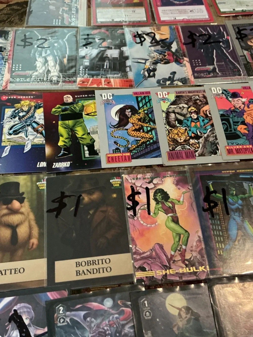 43 Trading Cards of Gundam Dc Marvel silver star MetaZoo cardfight & Brainrot